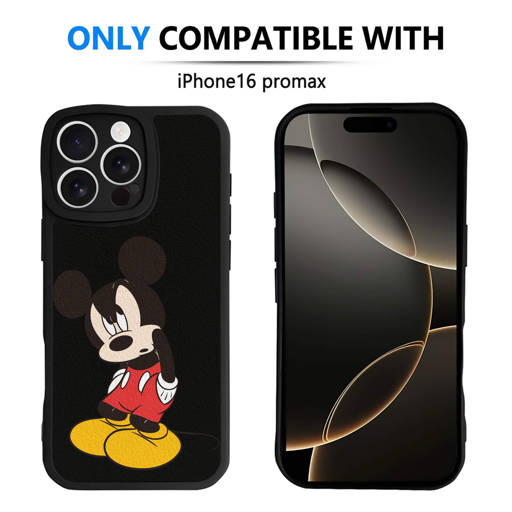 （画像用） ミッキーマウス Mickey Mouse 【iPhone 16シリーズ対応】シリコンスマホケース（レザー調） 材質：シリコン